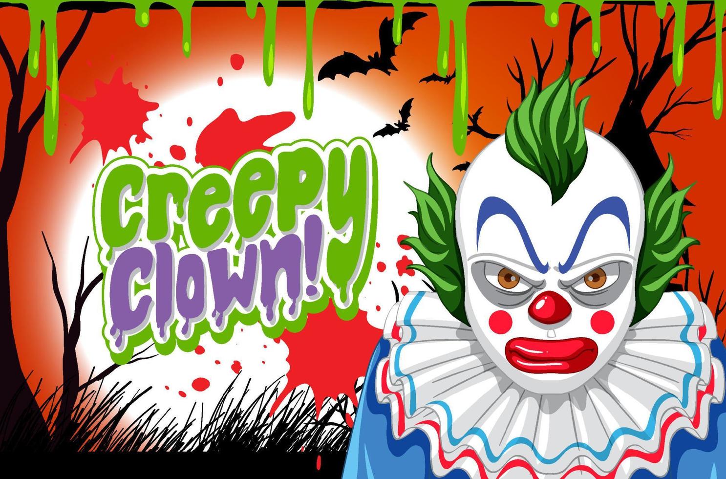 Creepy clown poster with killer clown character vector