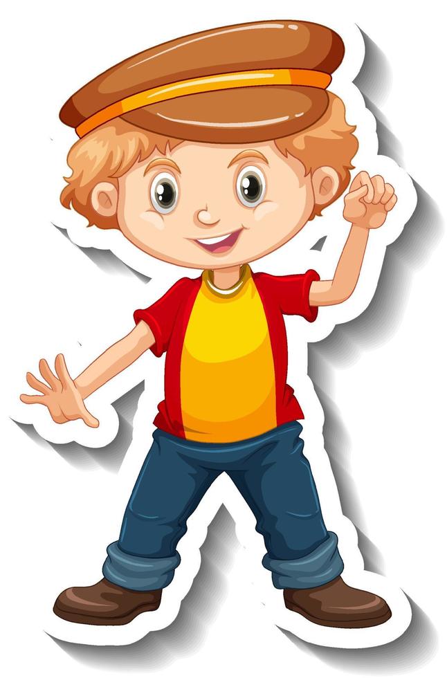 Cute boy wears cap cartoon character vector