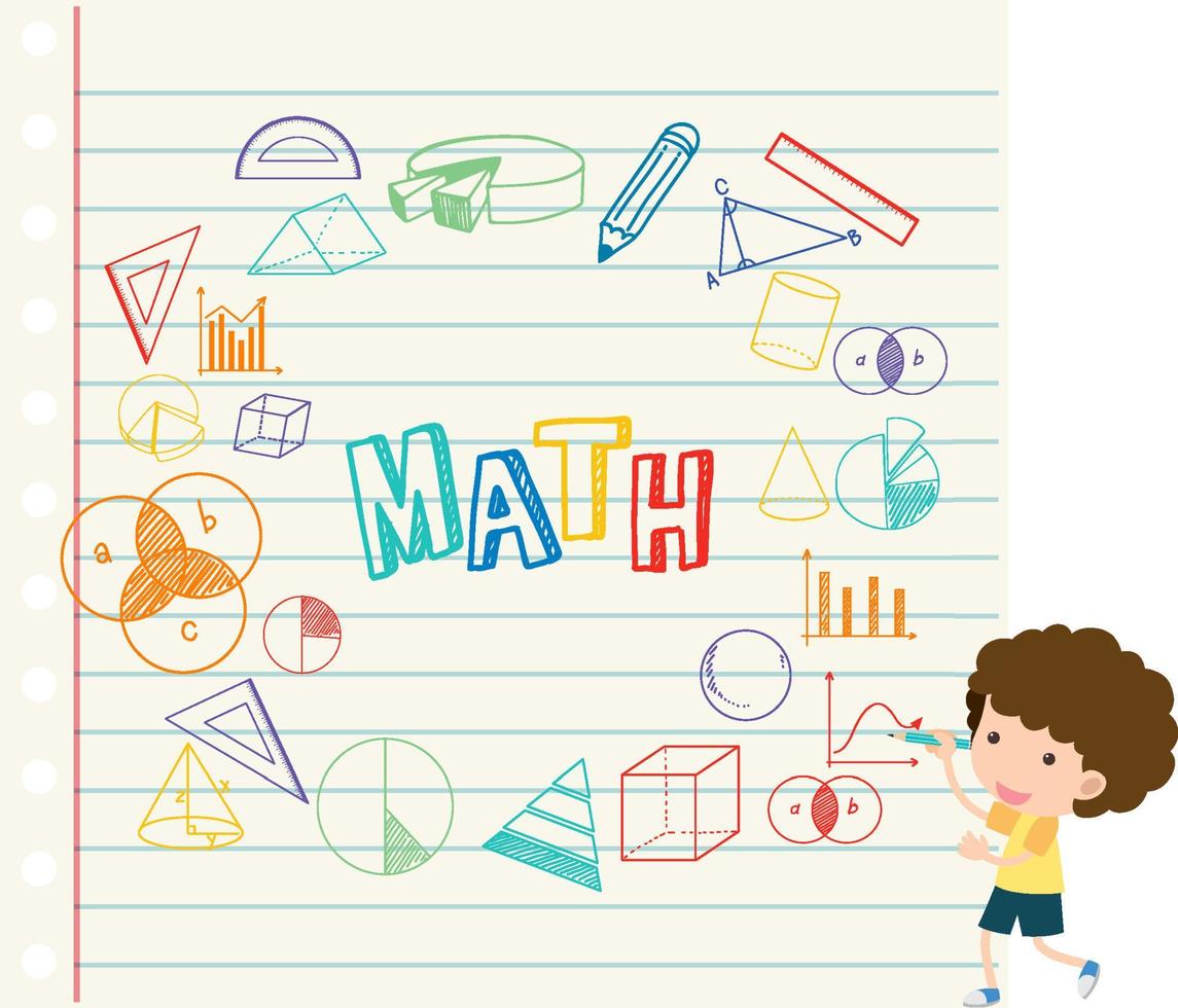 Doodle math formula on notebook page vector