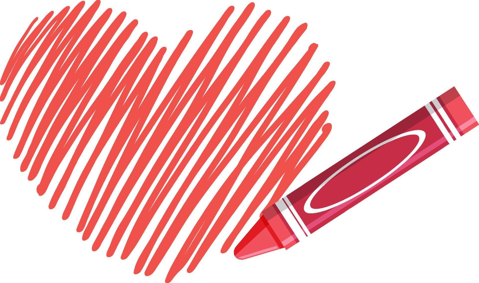 Heart written by red crayon vector