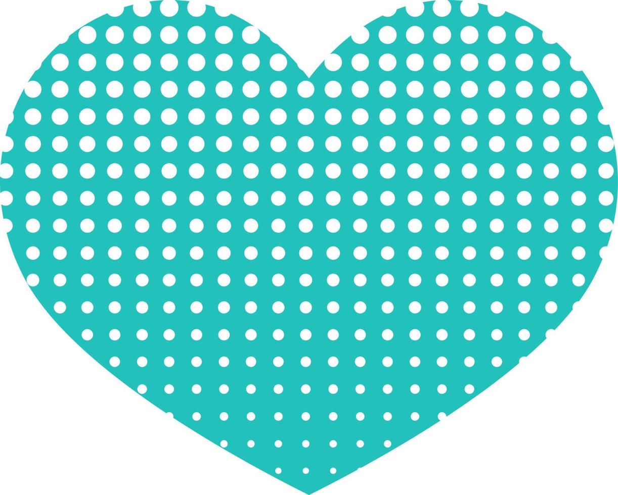 Blue heart with white polka dots pattern vector