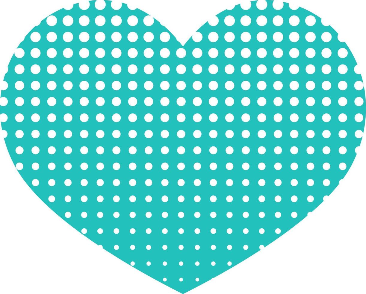 Blue heart with white polka dots pattern vector