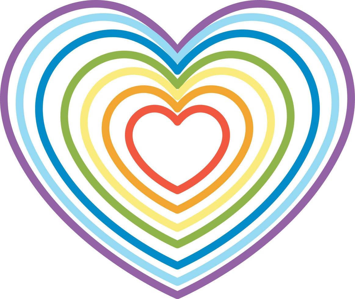 Heart formed by rainbow curved line vector