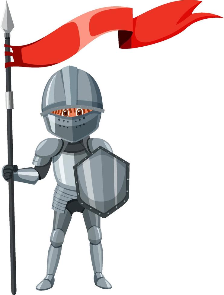 Medieval knight holding shield and flag vector