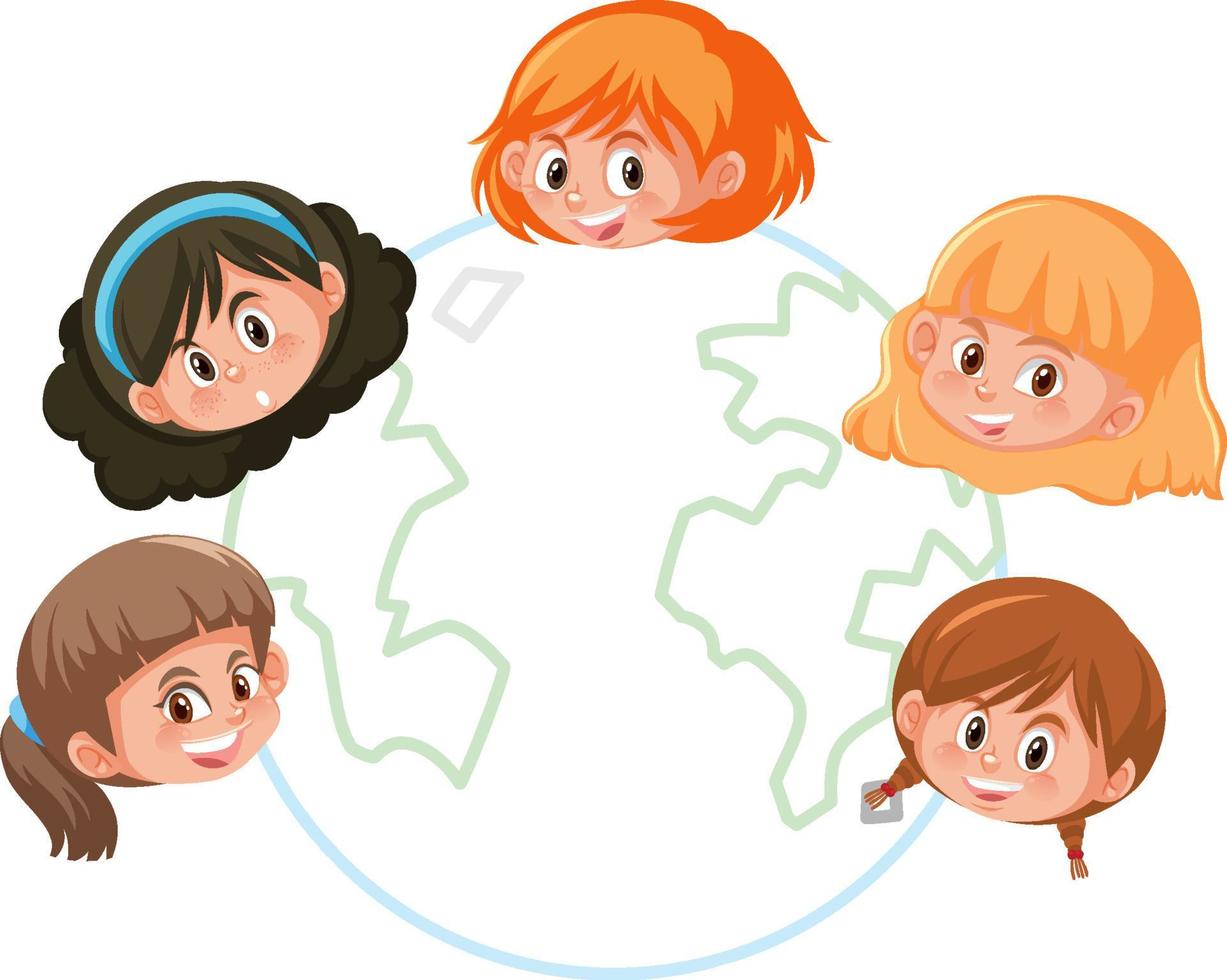 Children faces around the world vector