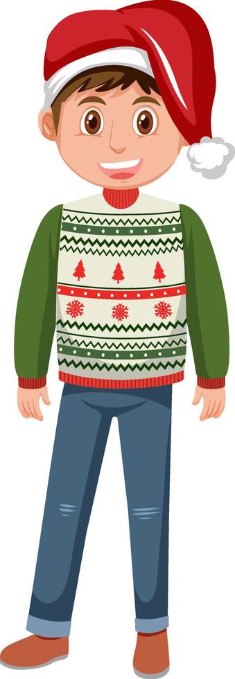 un niño con trajes navideños de invierno vector