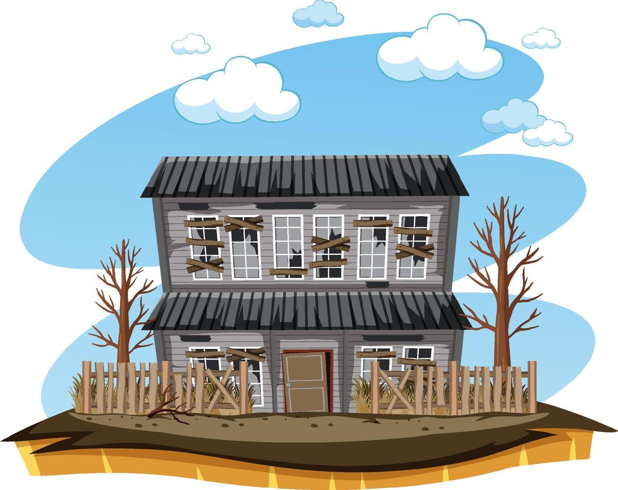 Isolated old broken house in the rural vector