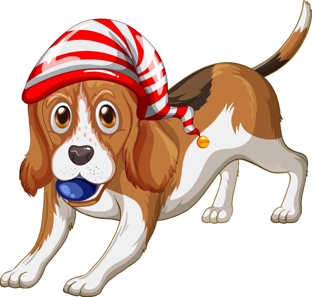 perro beagle con sombrero de navidad vector