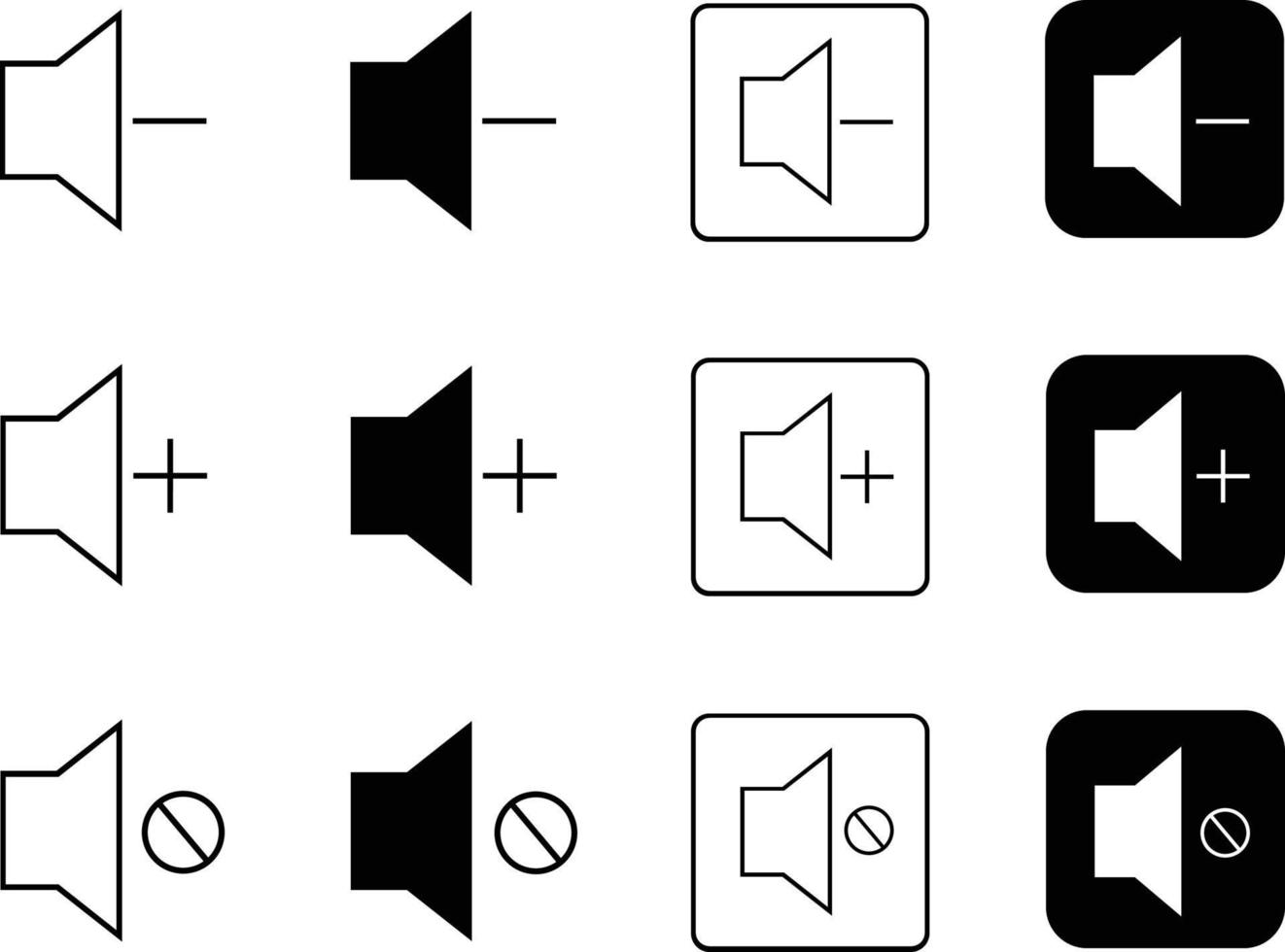 volume up down and mute icon set vector