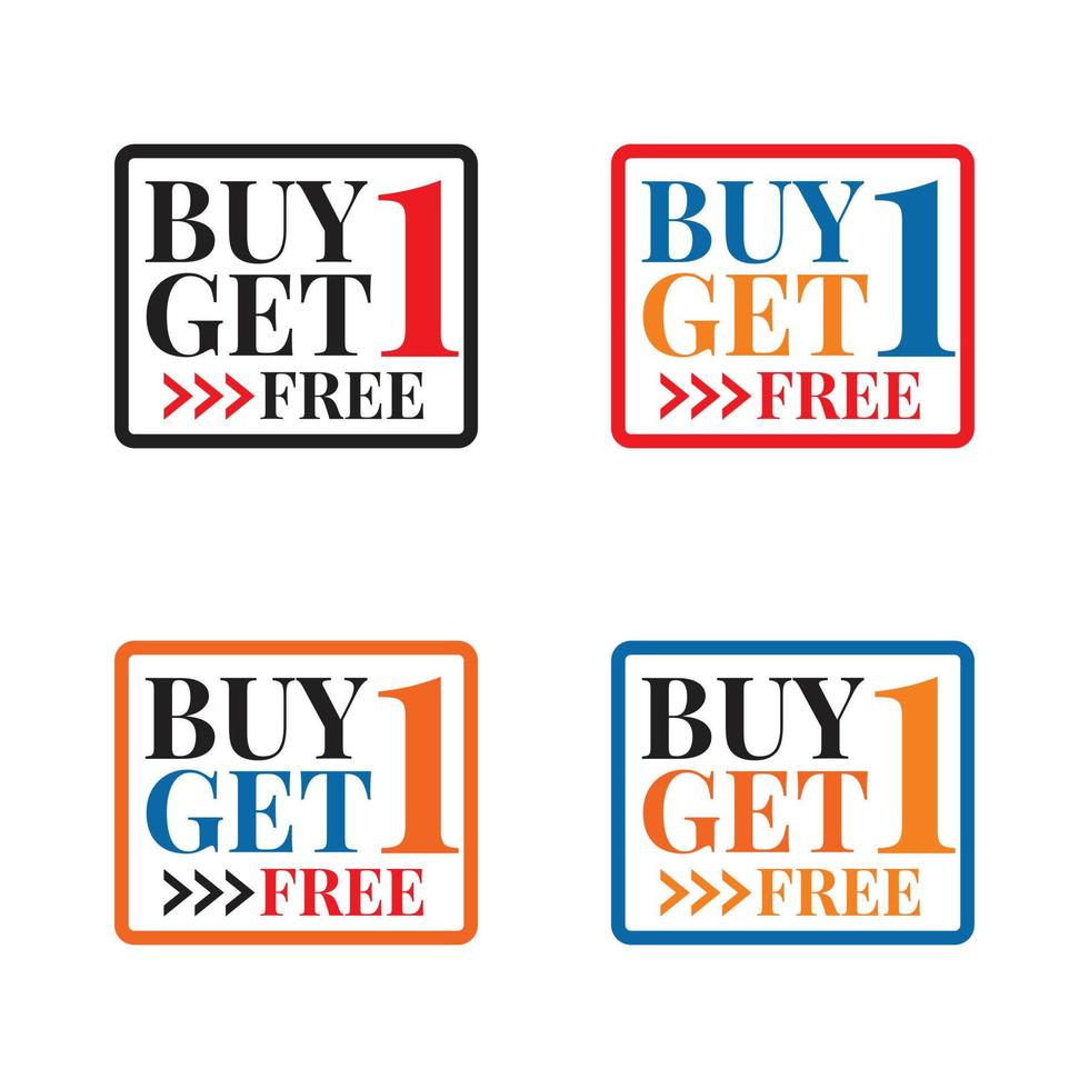 Emblem logo buy one get one buy 1 get 1 free design vector