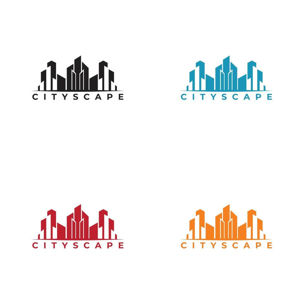 diseño de logotipo de icono de edificio de paisaje urbano vector