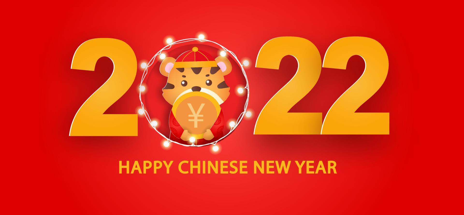 Chinese new year 2022 year of the tiger banner . vector