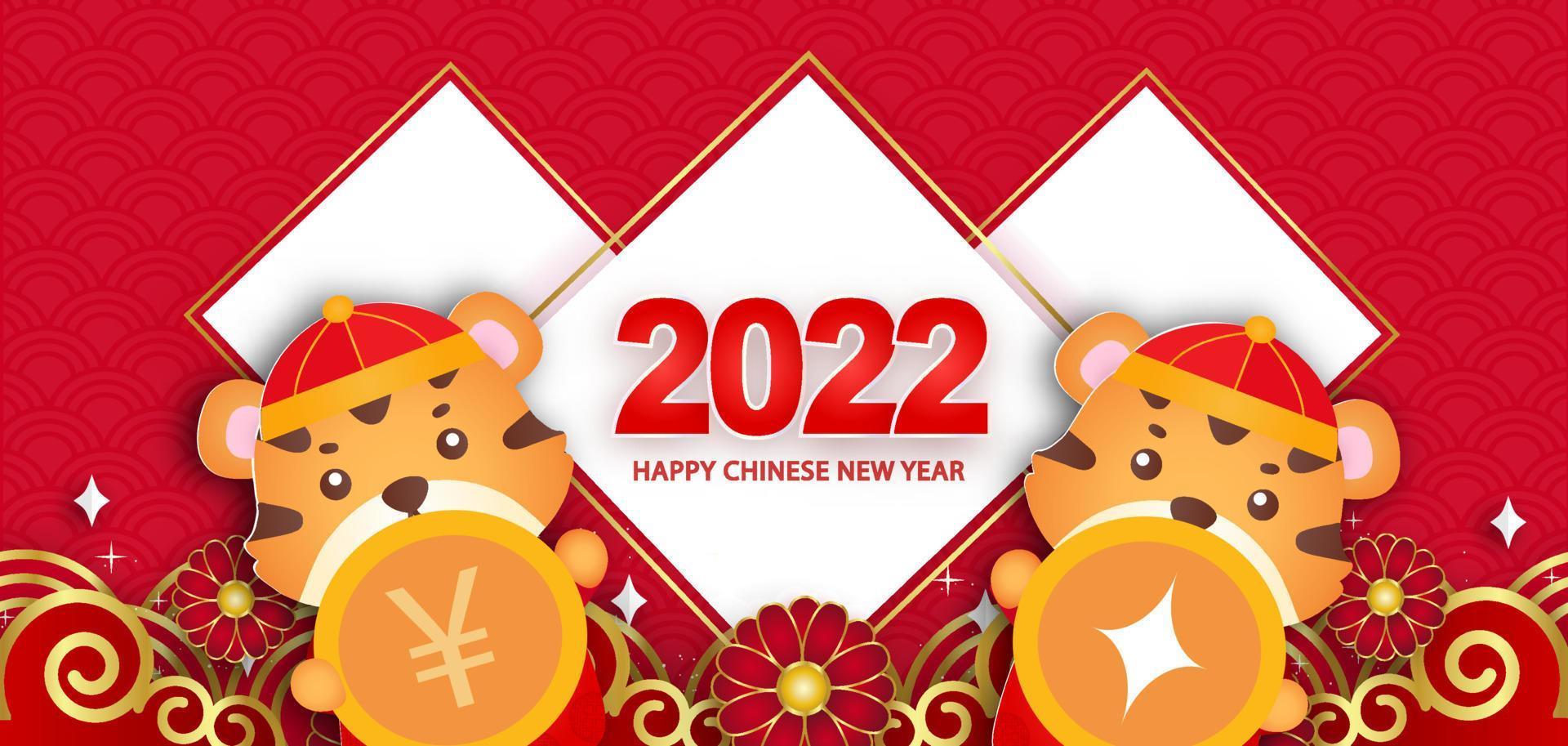 Chinese new year 2022 year of the tiger banner . vector