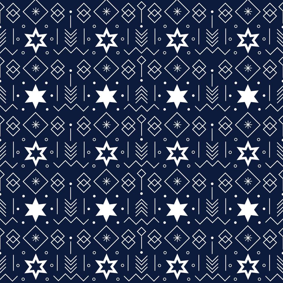 pattern with repeated stars and snowflakes on blue background for Christmas theme designs vector