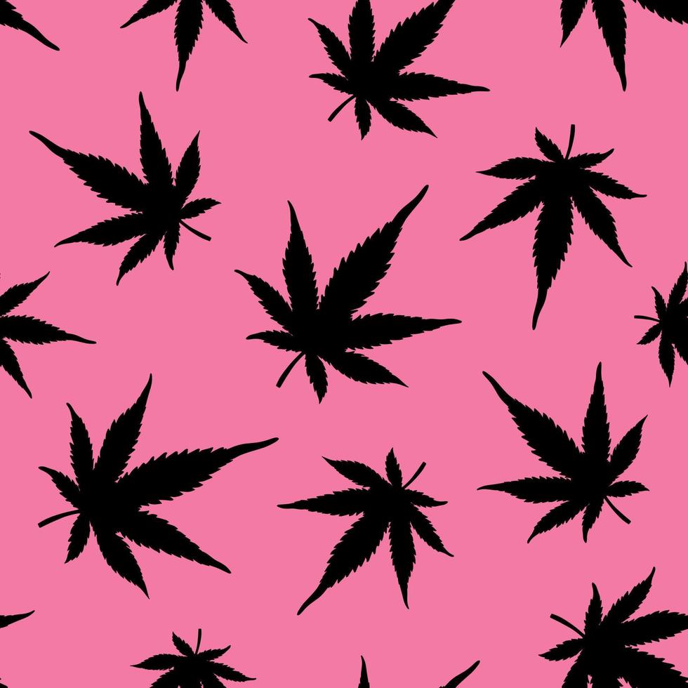 Marijuana pattern.Black hemp seamless pattern vector