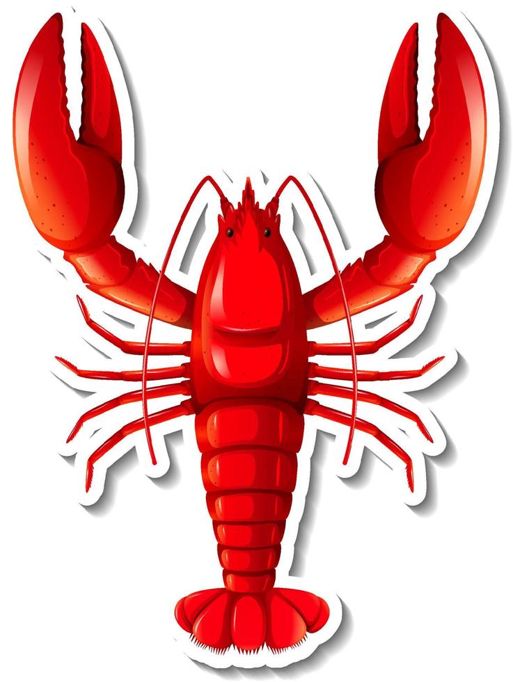 Red lobster cartoon sticker vector