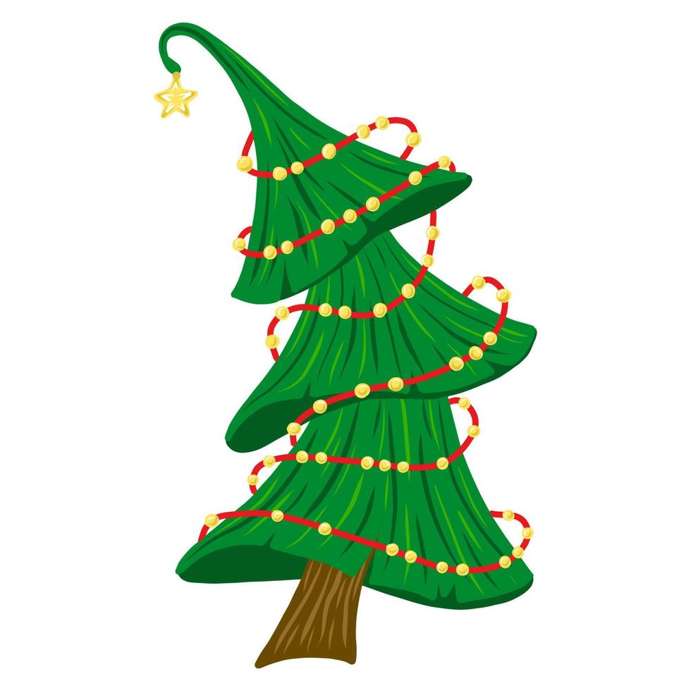 Cartoon Christmas tree, Cartoon Christmas tree, pine, New Year festive decoration vector