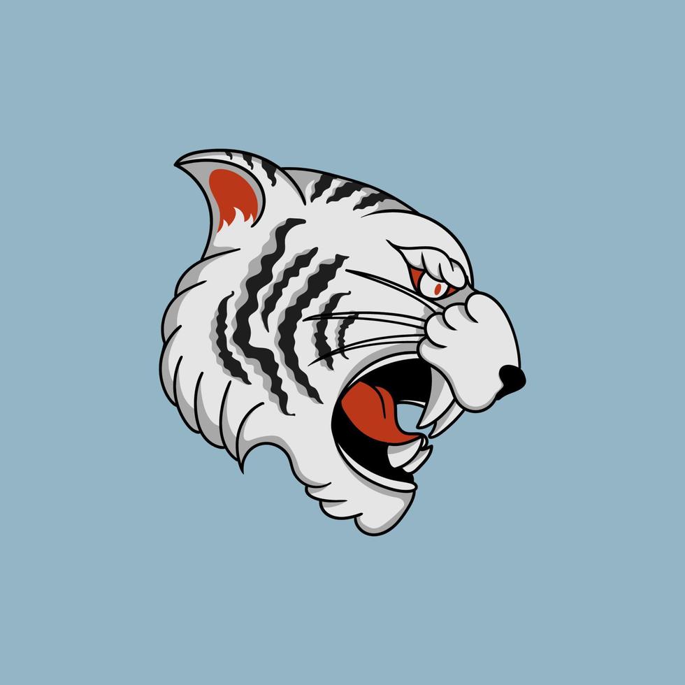 White tiger head design illustration vector