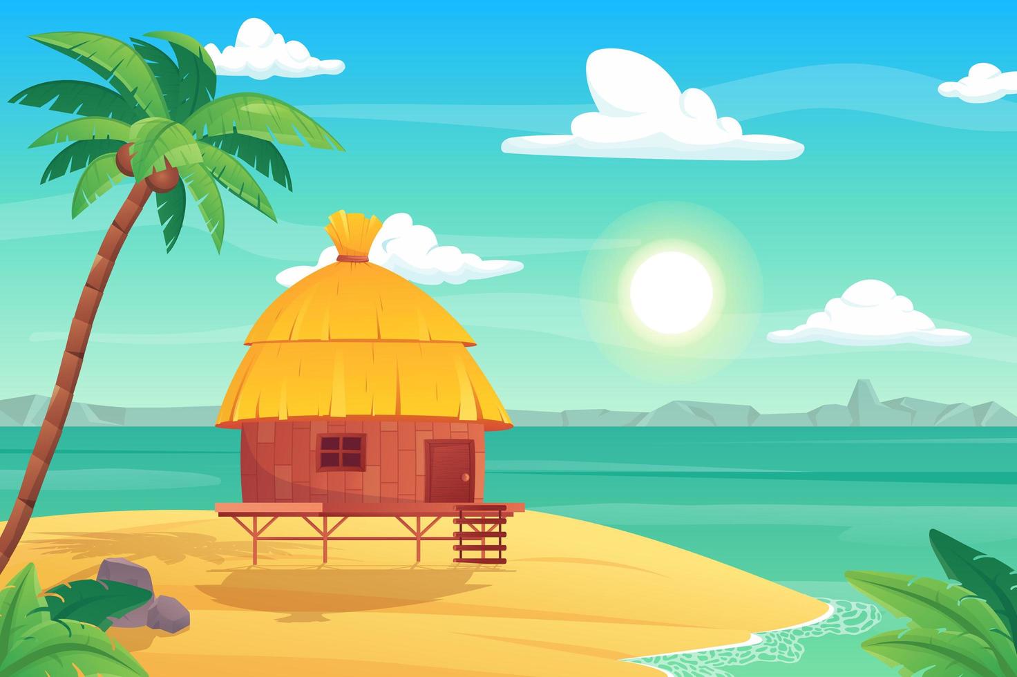 Summer tropical island illustration vector