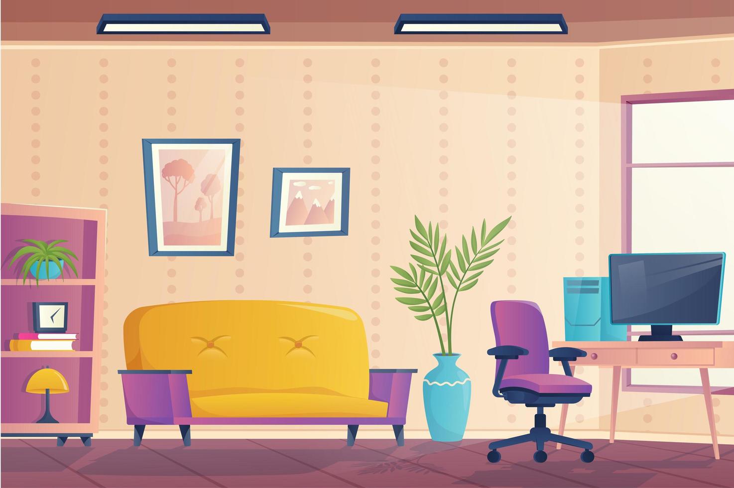 Living room interior illustration vector