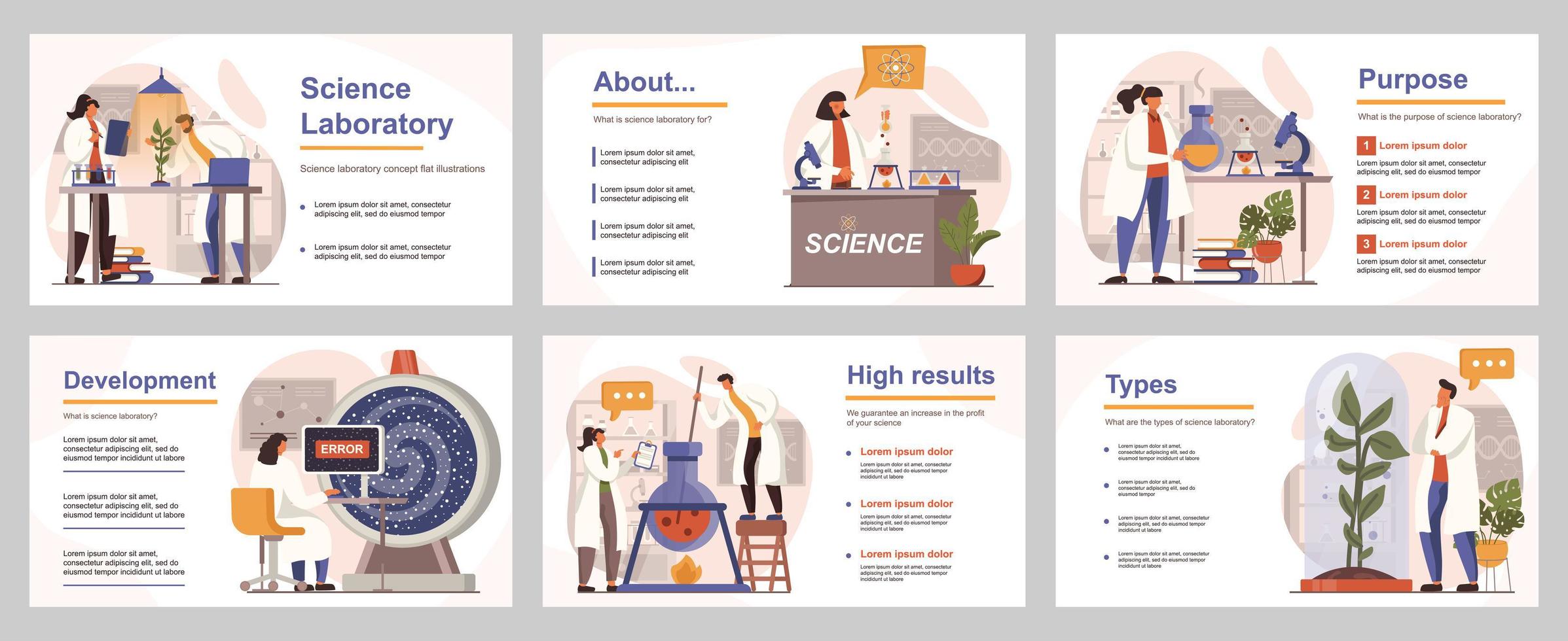 Science laboratory concept for presentation slide template. People make