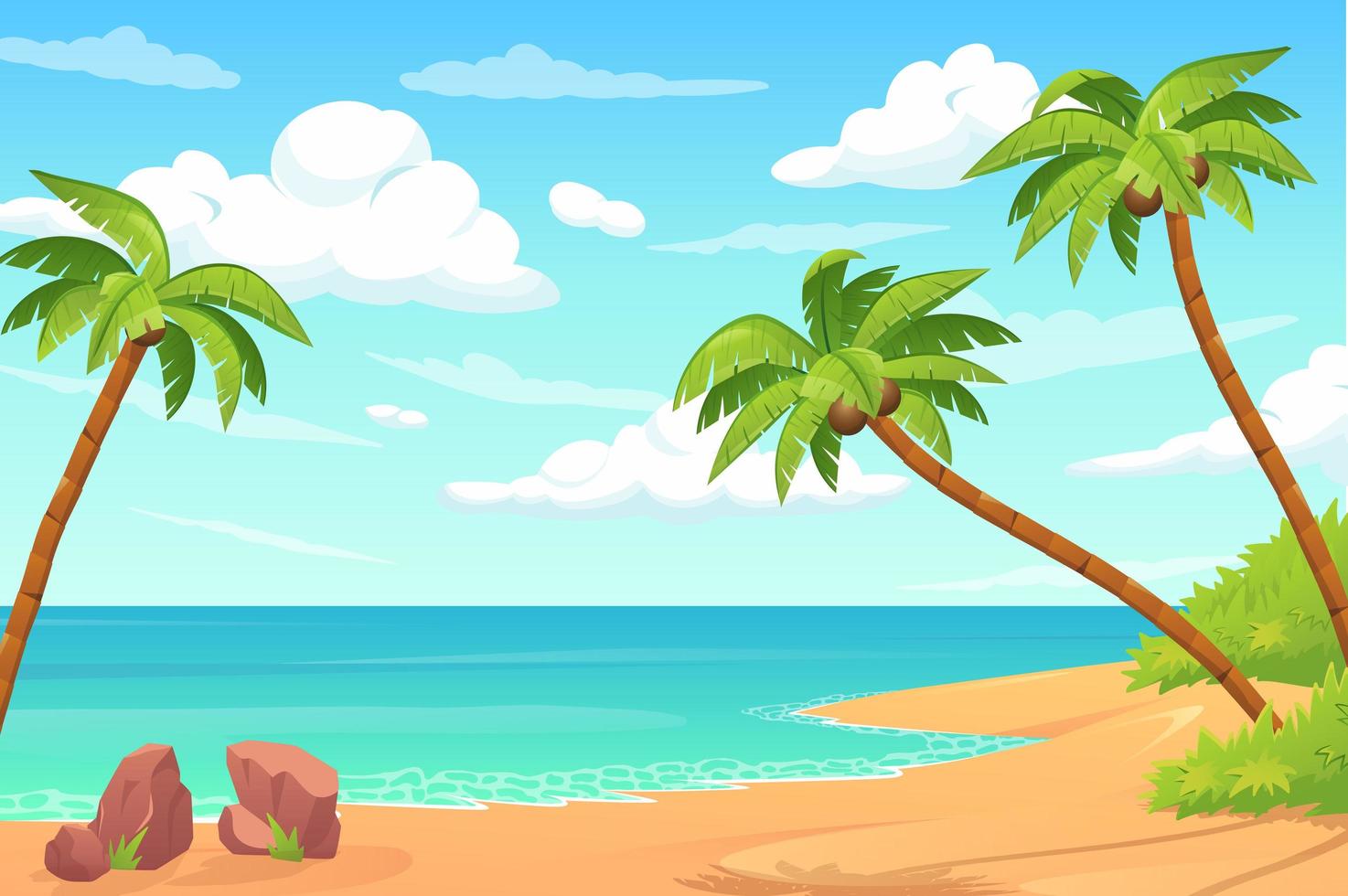 Summer tropical island illustration vector