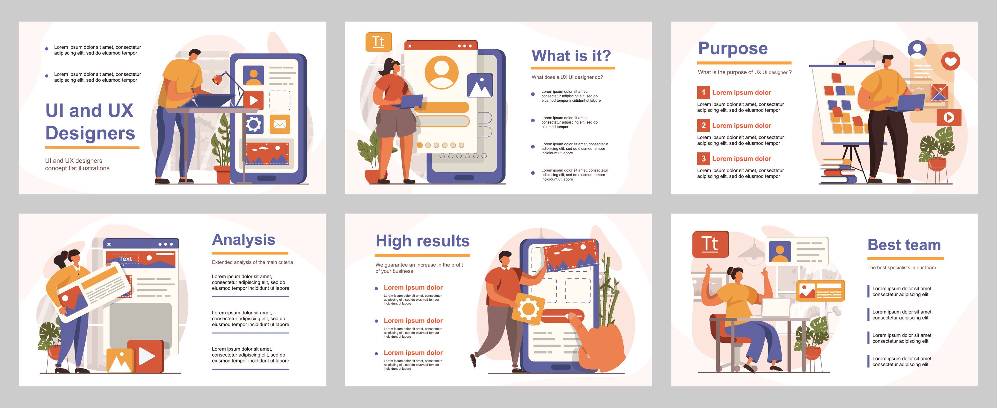 UI and UX designers concept for presentation slide template People UI and UX designers concept for presentation slide template People