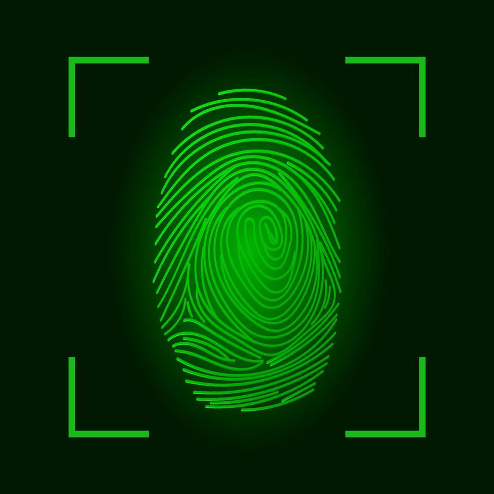 Symbol of a Fingerprint. Biometric Scan of a Thumbprint. Concept of Individual Data Protection. vector