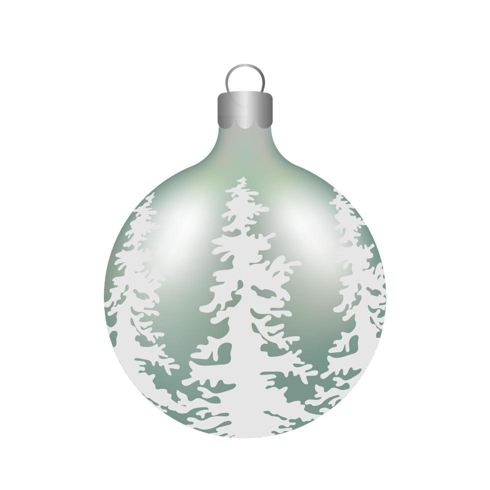 Silver colored christmas ball with a firs. vector