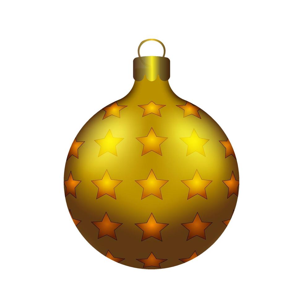 Golden christmas ball with stars. vector