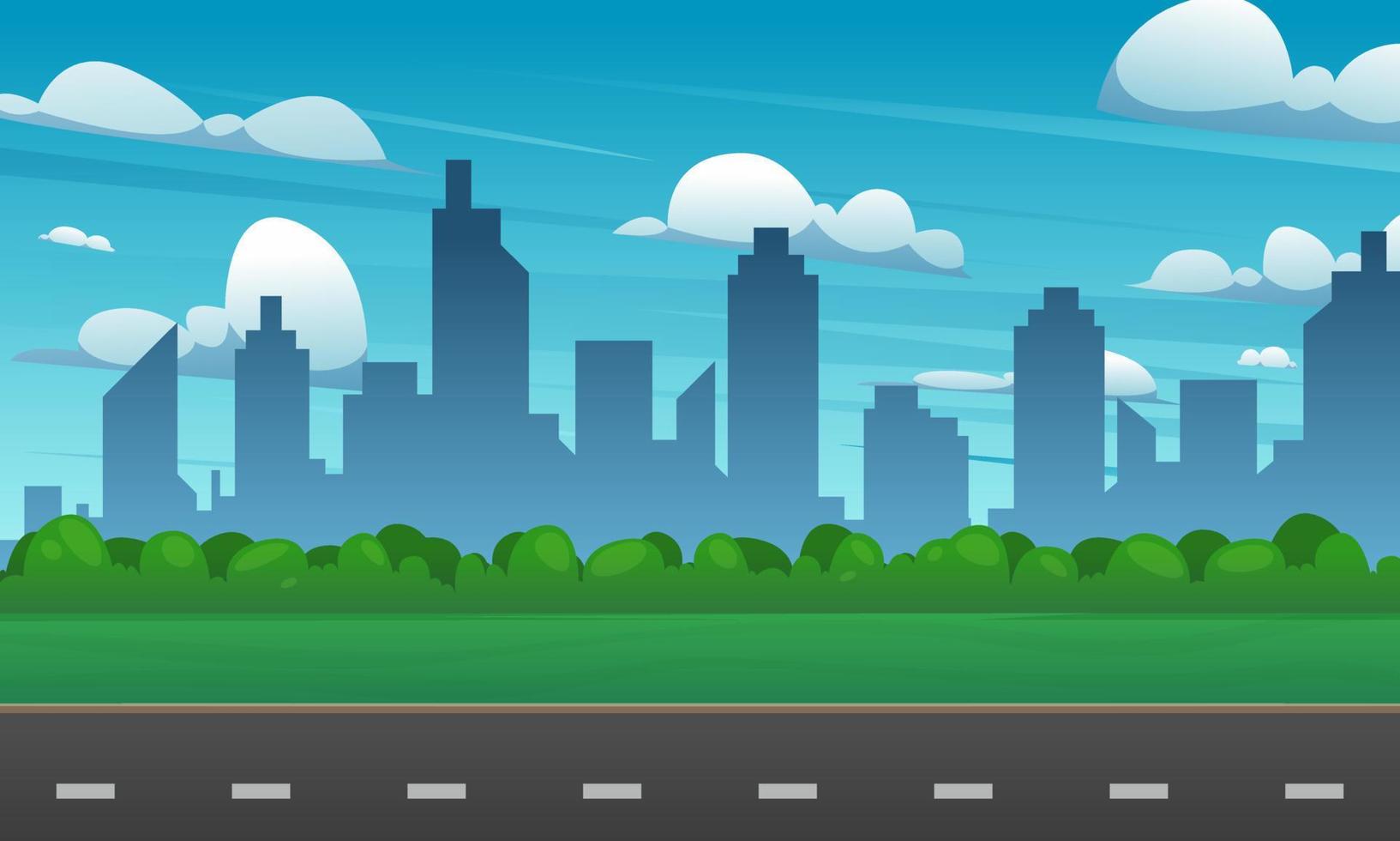 Highway in the city with buildings and blue sky vector