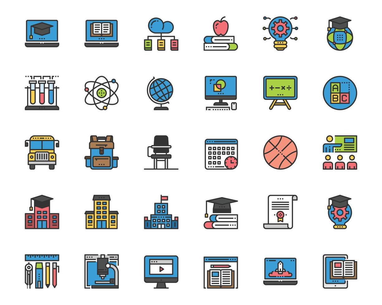 Education Study Online Icons Vector,School, Technology, E-Learning vector