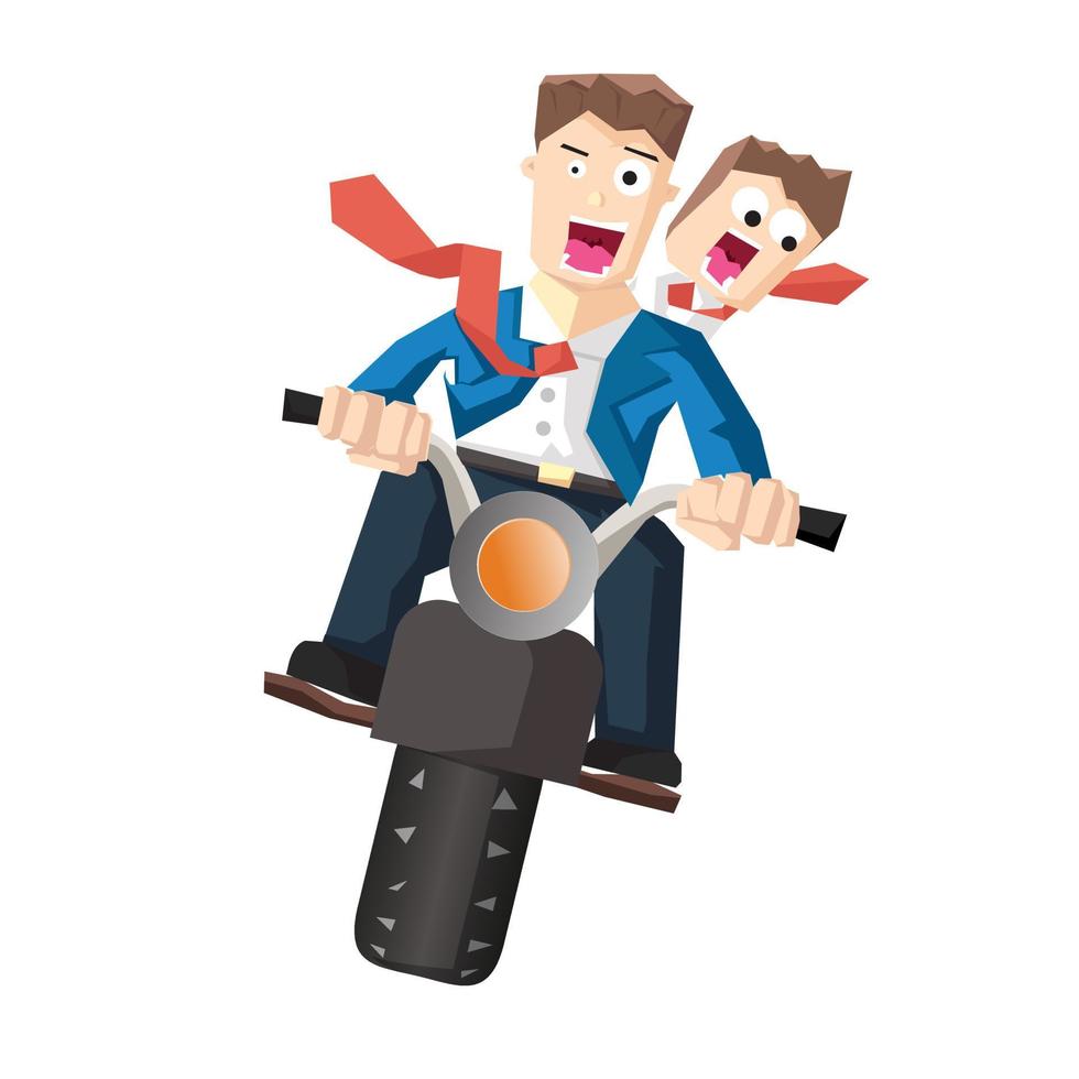 Businessman ride motorcycle vector