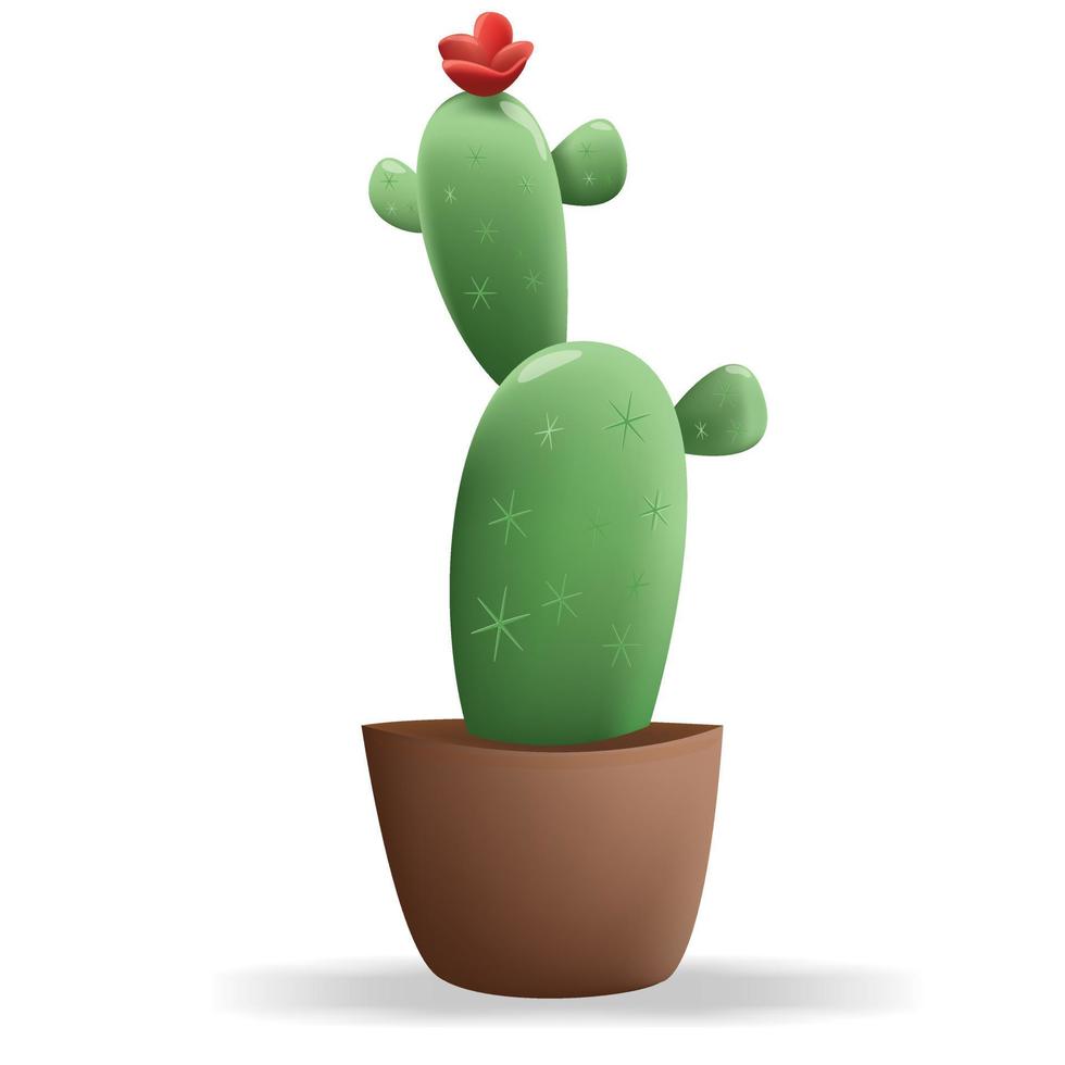 Cactus type3 en la maceta sobre fondo blanco. vector