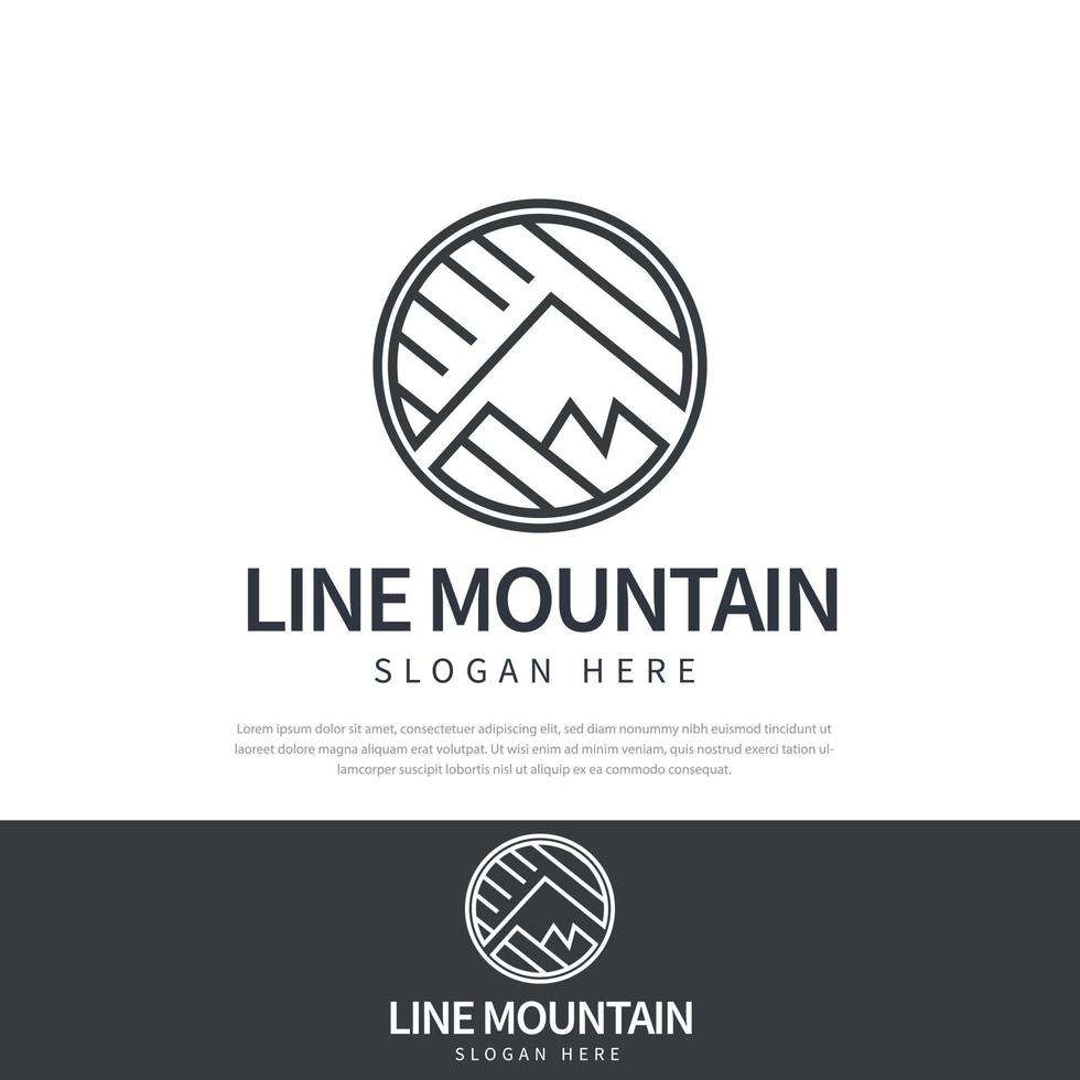 Modern circle mountain line vector illustration design logo, simple mountain concept