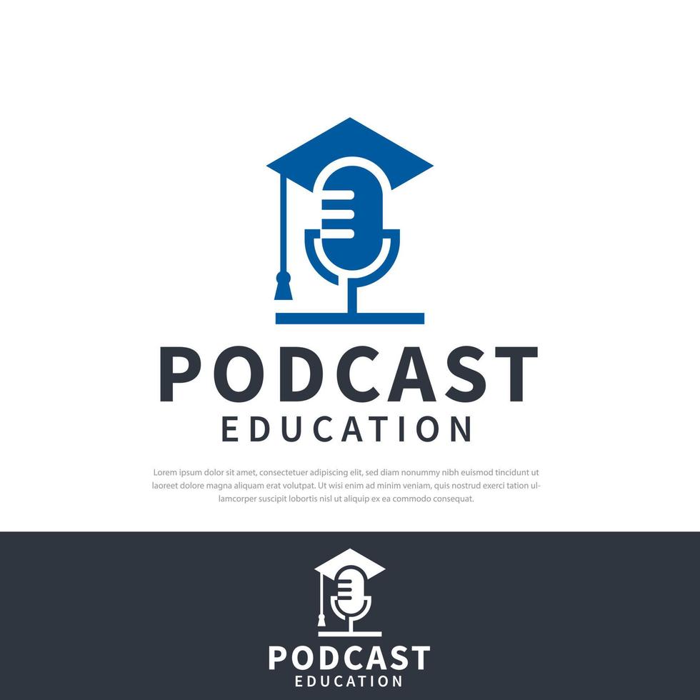podcast educativo vector logo vestido sombrero icono, universidad, icono, símbolo
