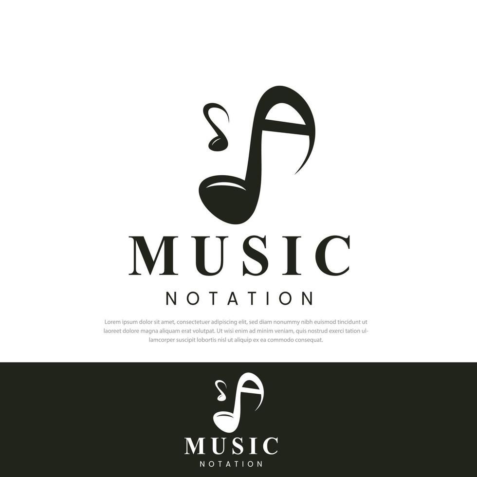 notación musical diseño de logotipos iniciales alfabeto un monograma signos melódicos símbolos de signos musicales diseño de plantillas, iconos, símbolos vector