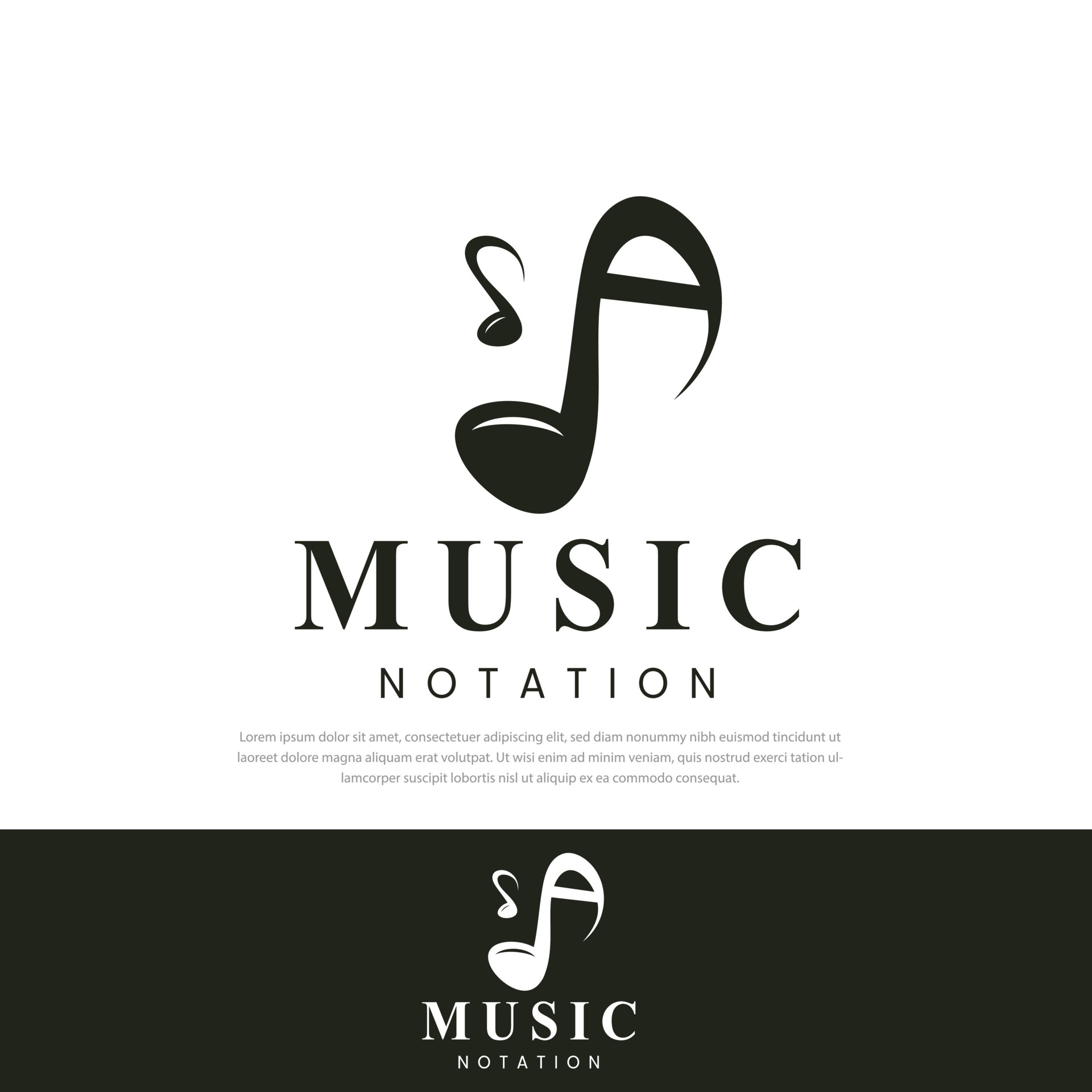 Music notation logo design initials Alphabet A monogram.Melodic signs
