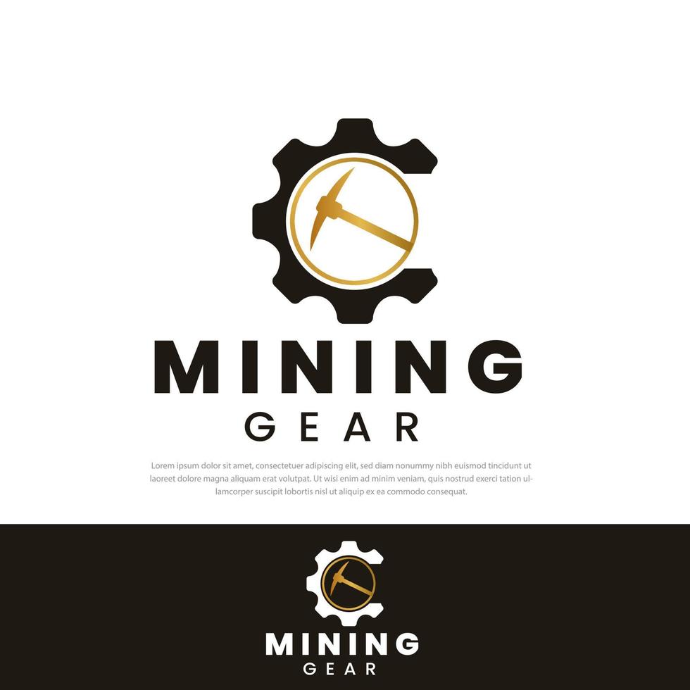 minería diseño de logotipos golden axe gears plantillas de diseño, símbolos, iconos, ilustraciones vector