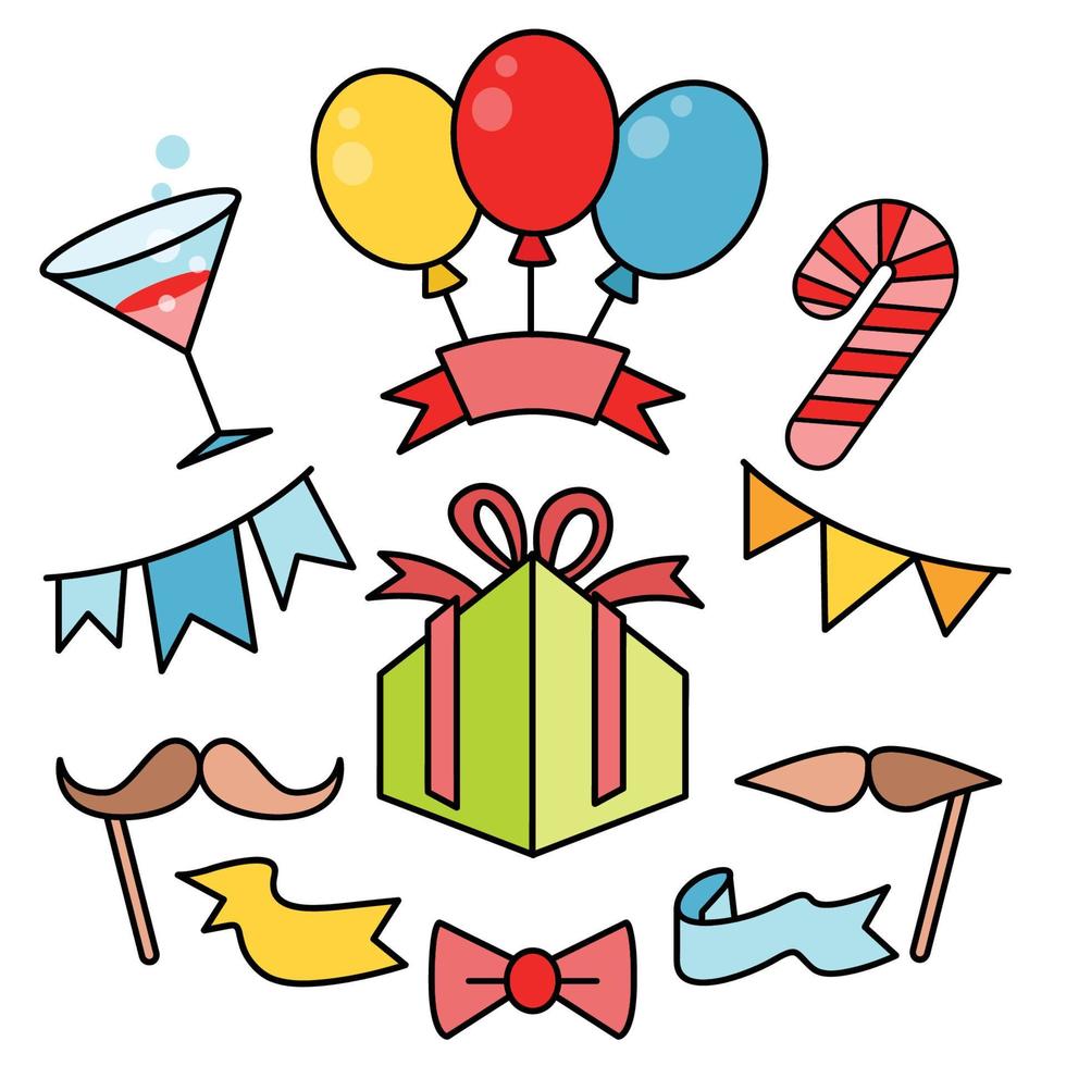birthday party card decoration elements vector