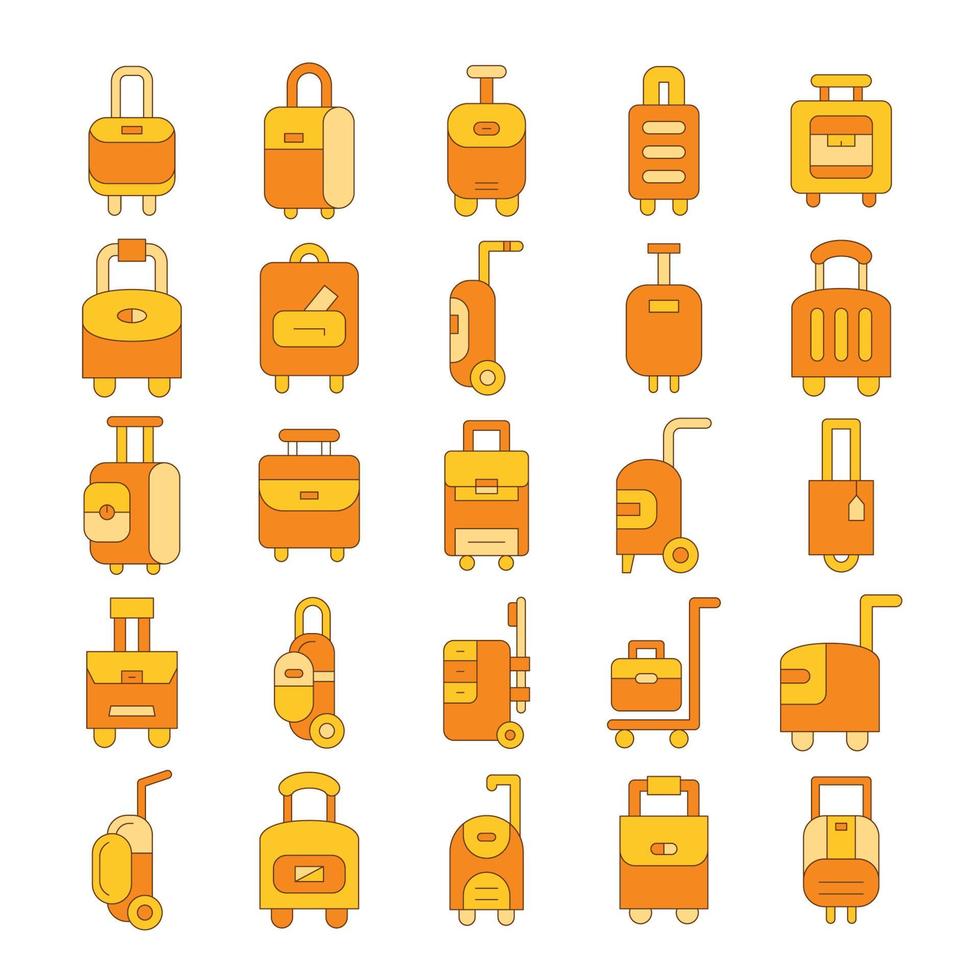 luggage and trolley bag icons vector