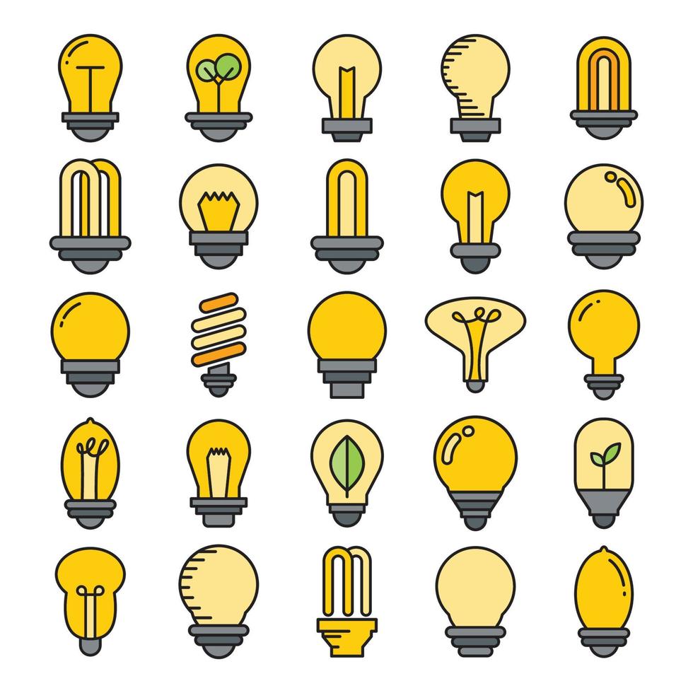 iconos de bombilla de luz eléctrica vector