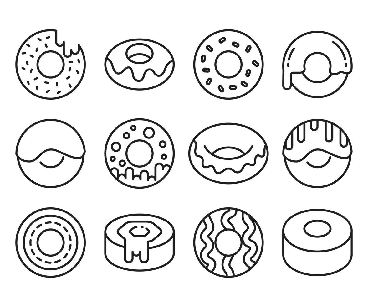 doughnut line icons vector