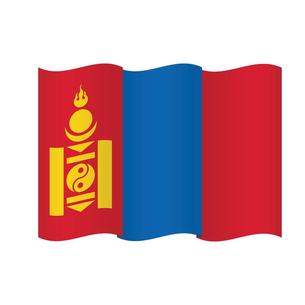 Bandera de mongolia ondeando ilustración vectorial vector