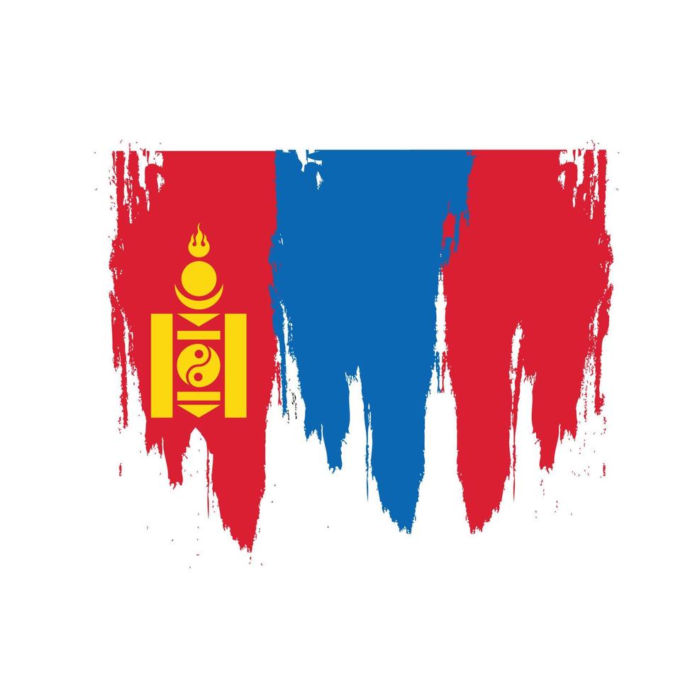 Mongolia national flag Grunge style vector