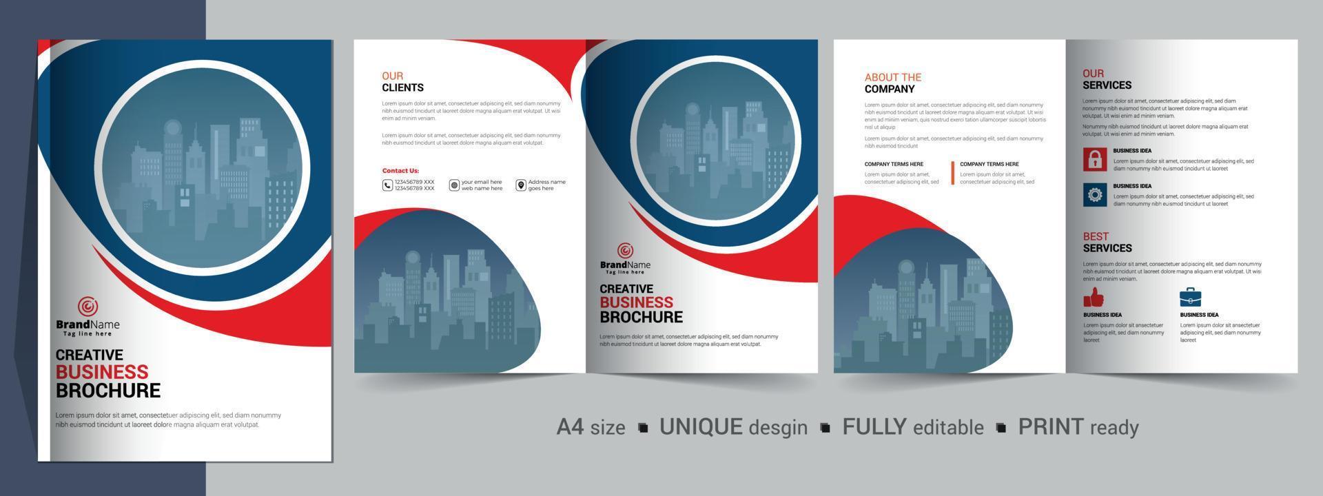 Corporate Business Bifold Brochure Template Design. vector