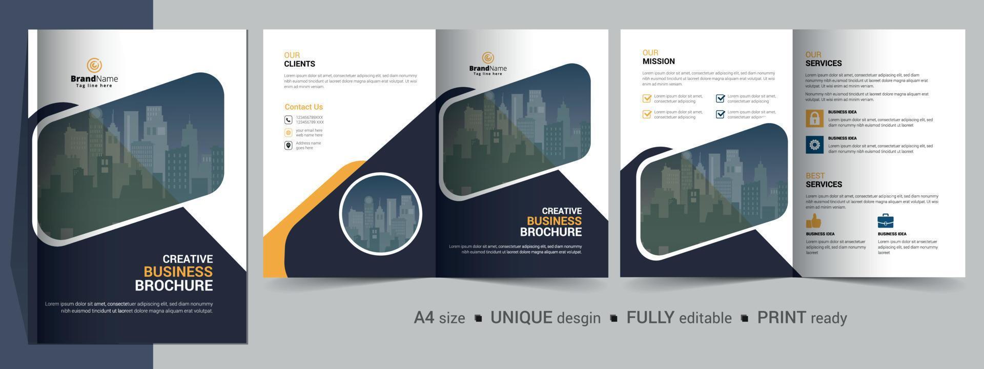 Diseño de plantilla de folleto plegable de negocios corporativos. vector