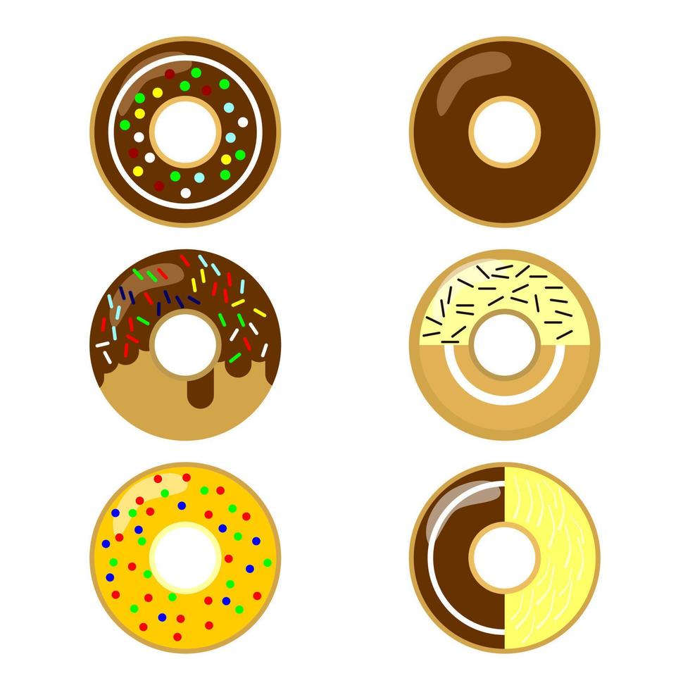 un conjunto de ilustraciones o iconos de donas vector