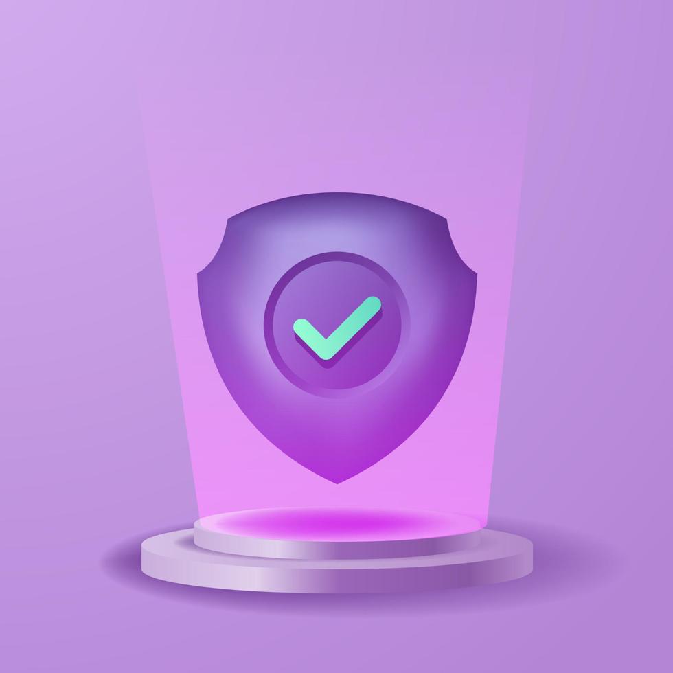 Data security system. 3D shield icon protection privacy internet connection. firewall system defense virus data hacking vector