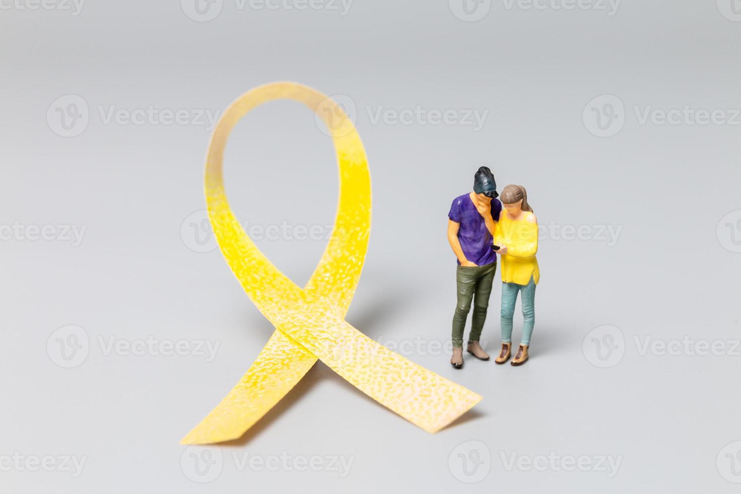 Couple standing in front a ribbons , World cancer day concept photo